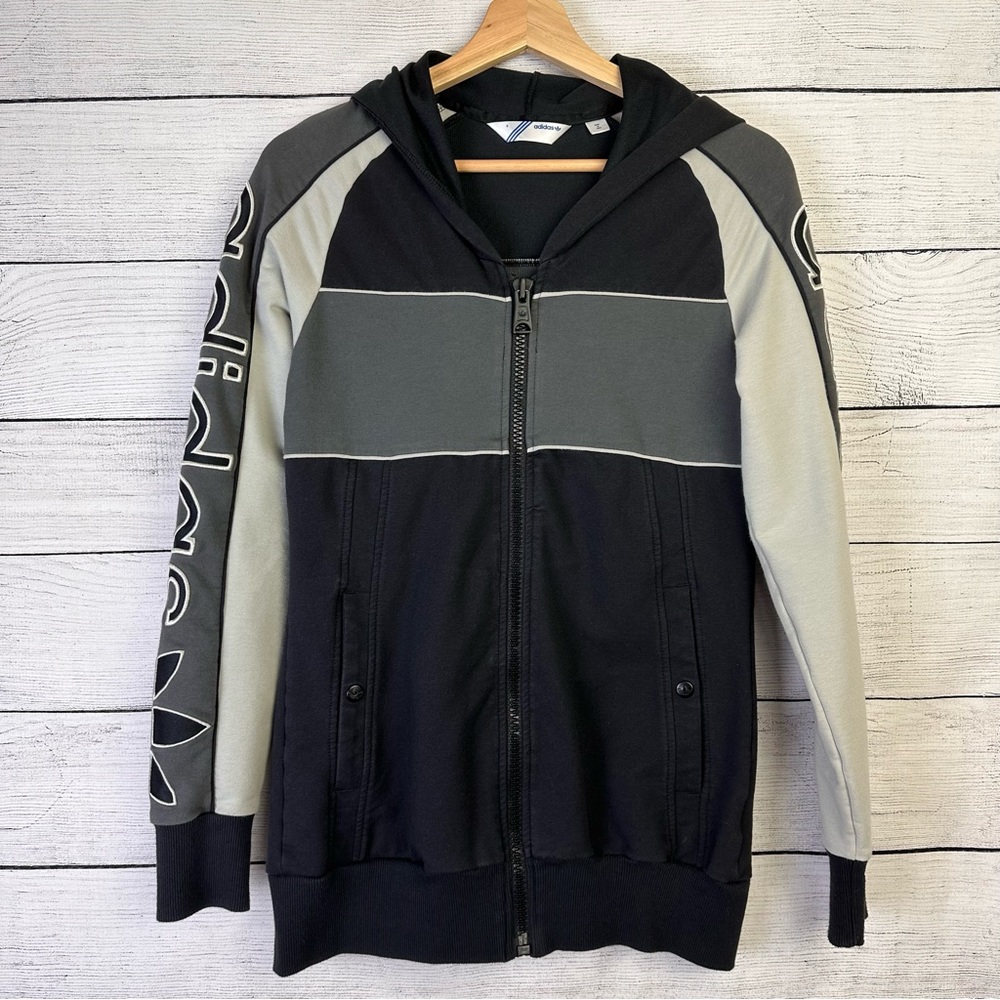 ADIDAS Full Zip Jacket Embroidered Hoodie Sweatshirt Y2K 2009 Vintage Size Small